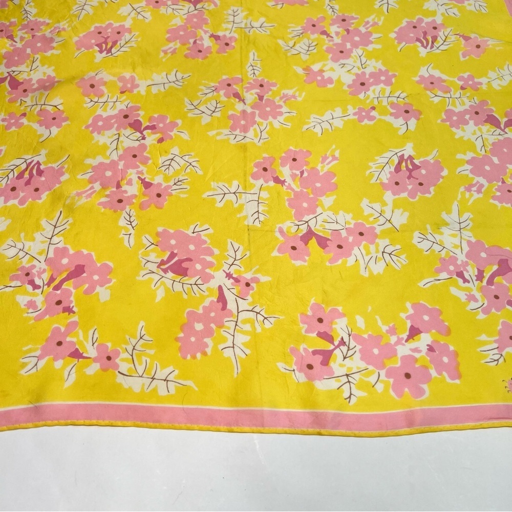 Vintage Vera Neumann Yellow Pink Floral Scarf - Picture 2 of 11